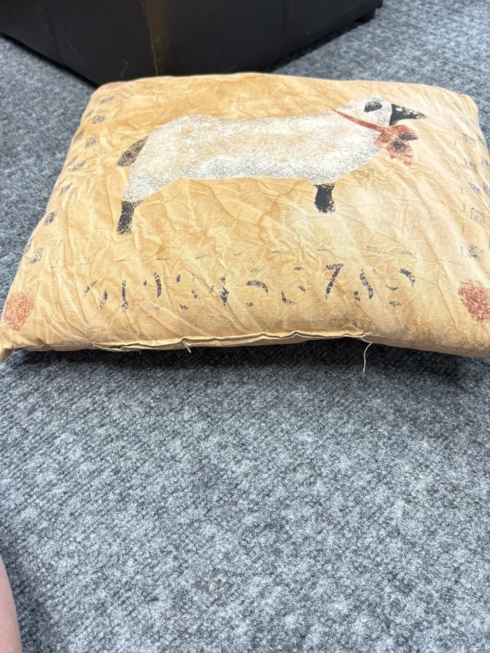 Tan Sheep Motif Accent Pillow with Rustic Charm